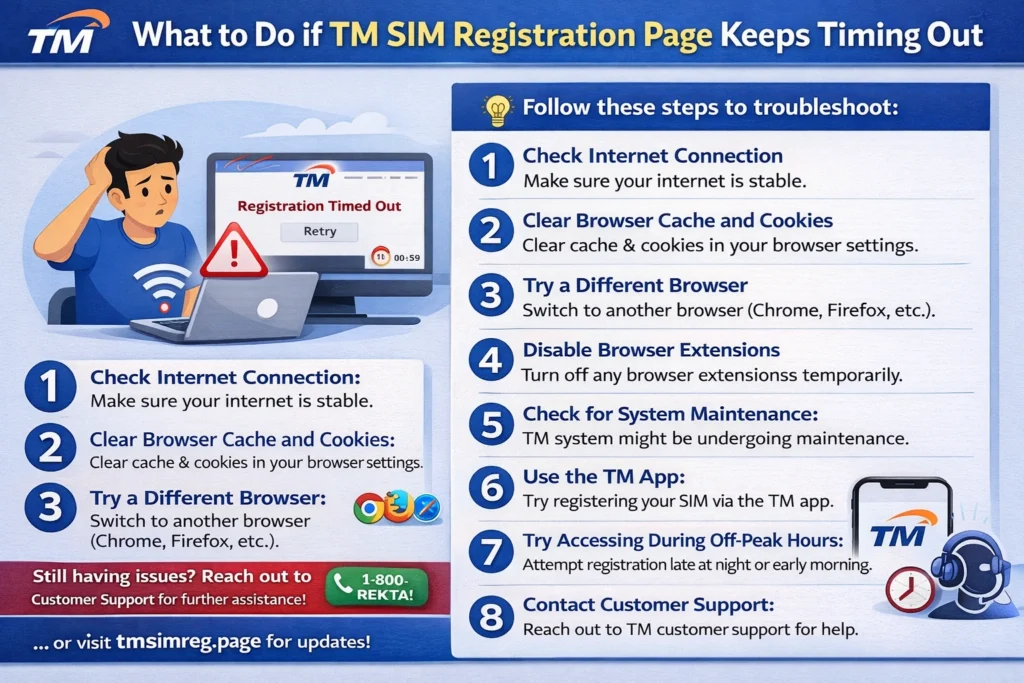 What to Do if TM SIM Registration Page Keeps Timing Out